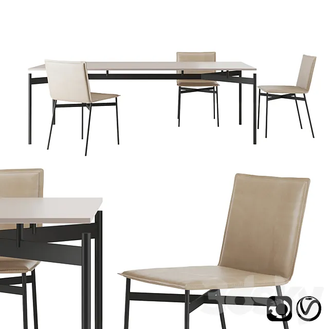 Furniture – Table and Chairs (Set) – 3D Models – 0144