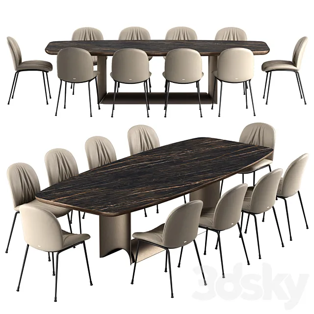 Furniture – Table and Chairs (Set) – 3D Models – 0145