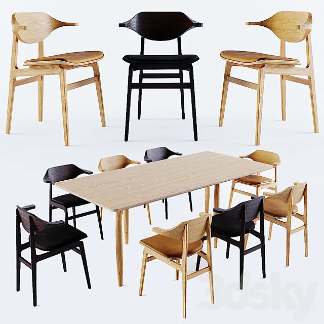 Furniture – Table and Chairs (Set) – 3D Models – 0149
