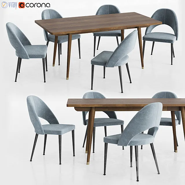 Furniture – Table and Chairs (Set) – 3D Models – 0153