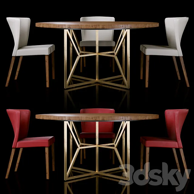 Furniture – Table and Chairs (Set) – 3D Models – 0162