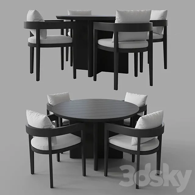 Furniture – Table and Chairs (Set) – 3D Models – 0163