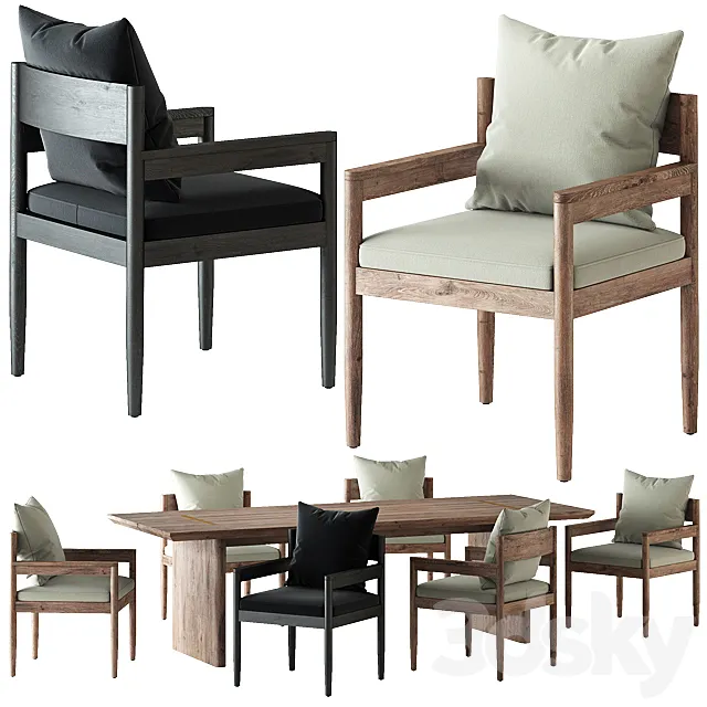 HARBOR \/ ROZELLE DINING CHAIR AND TABLE 3DS Max - thumbnail 3
