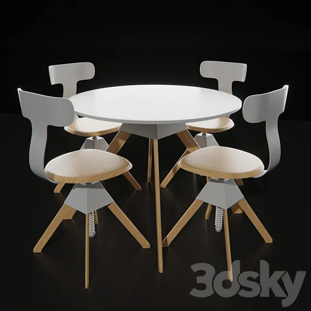Furniture – Table and Chairs (Set) – 3D Models – 0176