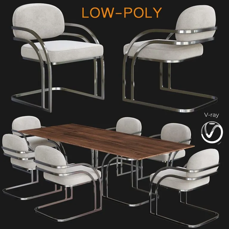 Furniture – Table and Chairs (Set) – 3D Models – 0183