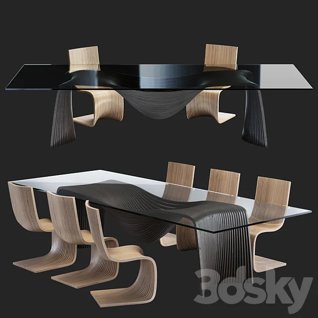 Furniture – Table and Chairs (Set) – 3D Models – 0190
