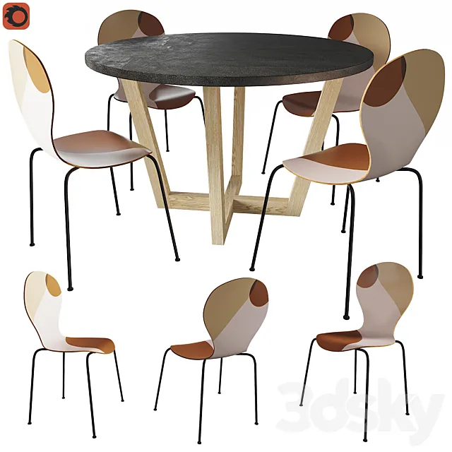 Furniture – Table and Chairs (Set) – 3D Models – 0205