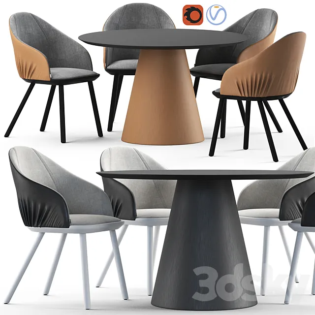 Montbel Rivoli Chair and Cono Table 3DS Max - thumbnail 3