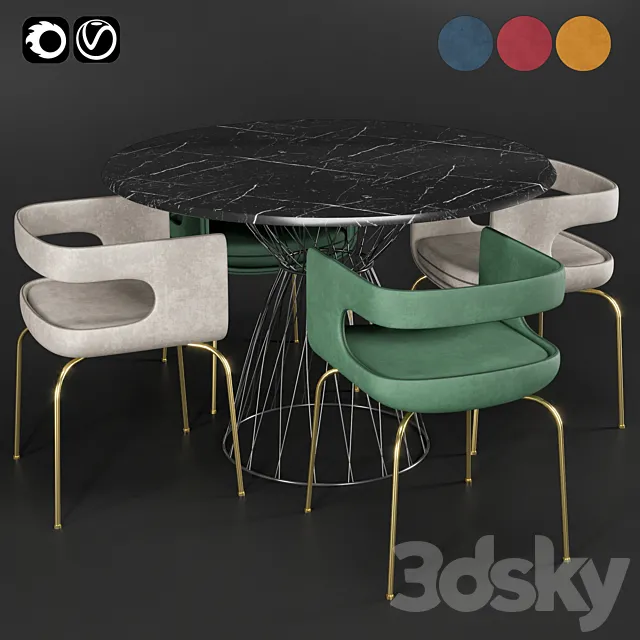Furniture – Table and Chairs (Set) – 3D Models – 0210
