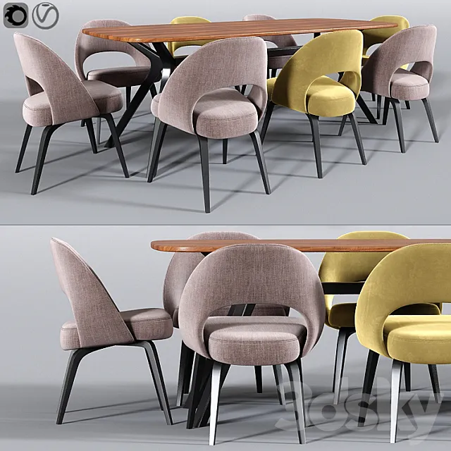 Furniture – Table and Chairs (Set) – 3D Models – 0212