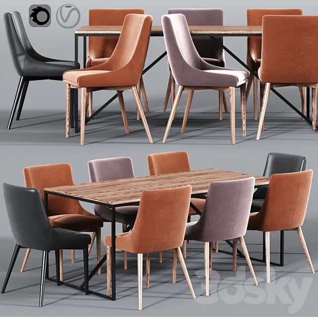 Furniture – Table and Chairs (Set) – 3D Models – 0214