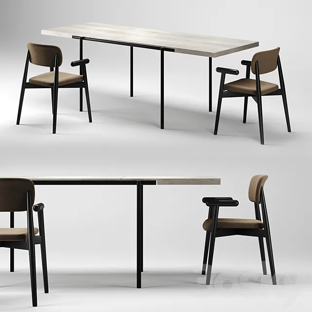 Dining Set 2 MZPA Mild Chair and ROMP TE01 Table 3DS Max - thumbnail 3