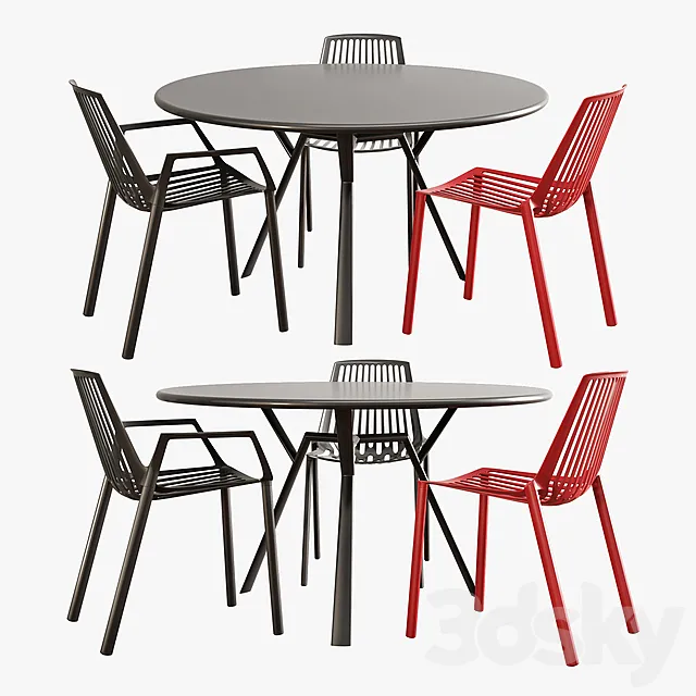 Furniture – Table and Chairs (Set) – 3D Models – 0218