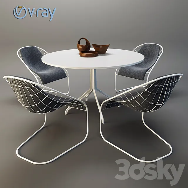 MINOTTI SPACE table with chairs 3DS Max - thumbnail 3