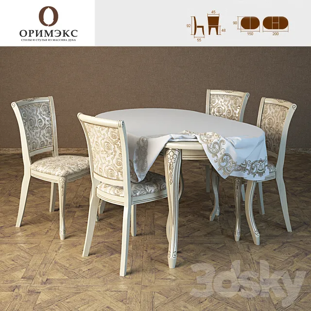 Furniture – Table and Chairs (Set) – 3D Models – 0237