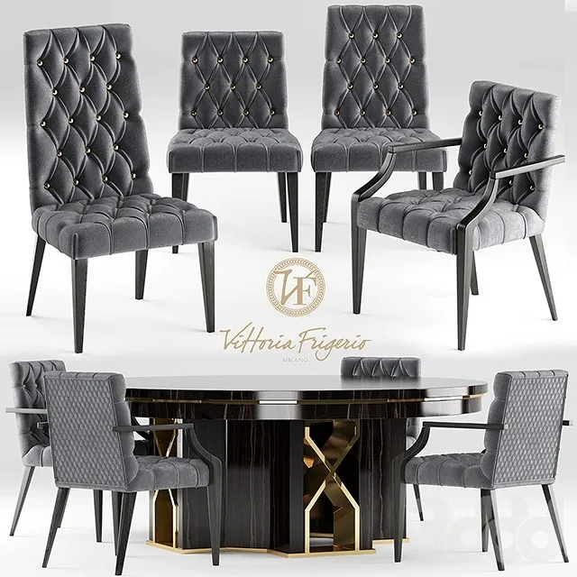 Table and chairs Vittoria Frigerio 3DS Max - thumbnail 3