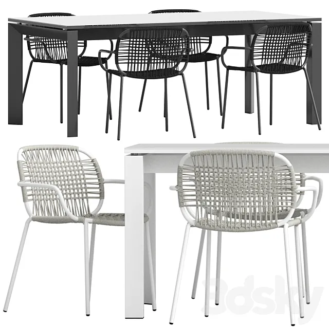 Coco Republic Houston Table and Botero Chair 3DS Max - thumbnail 3