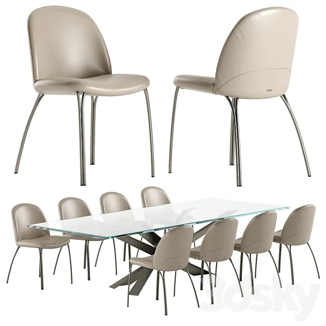 Cattelan Italia Lancer table Holly chair set 3DS Max - thumbnail 3