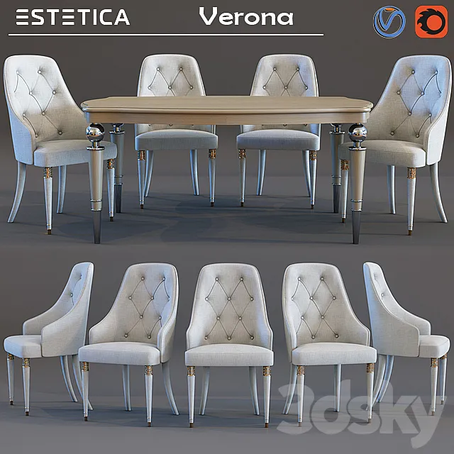 Furniture – Table and Chairs (Set) – 3D Models – 0279
