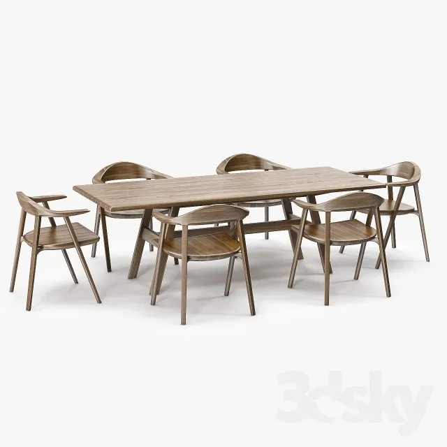 Furniture – Table and Chairs (Set) – 3D Models – 0283