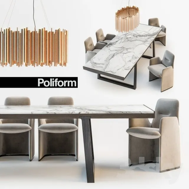 Poliform Guest chair Opera table 3DS Max - thumbnail 3