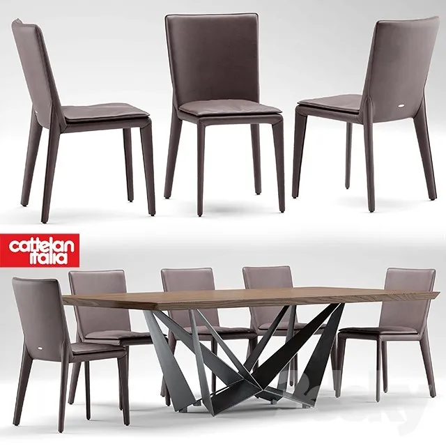 Furniture – Table and Chairs (Set) – 3D Models – 0294
