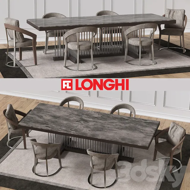 SCHUBERT Marble table & FRANCES Chairs 3DS Max - thumbnail 3