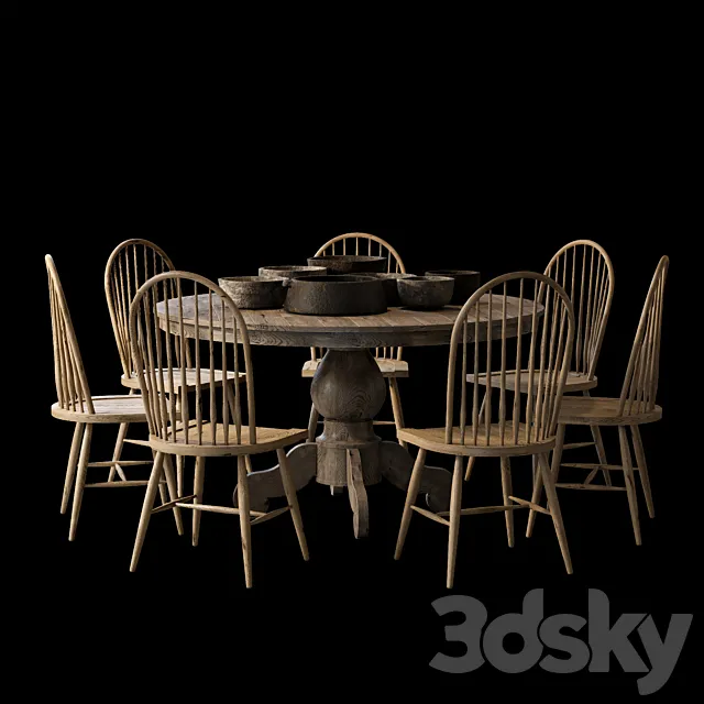 Furniture – Table and Chairs (Set) – 3D Models – 0335