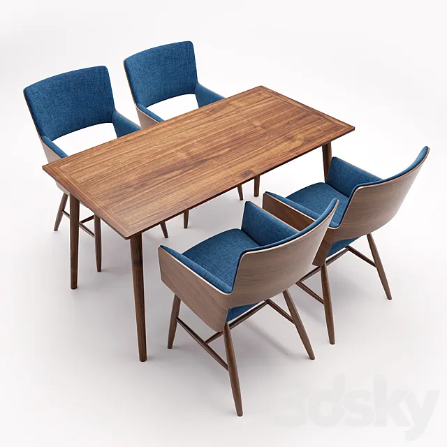 Furniture – Table and Chairs (Set) – 3D Models – 0339