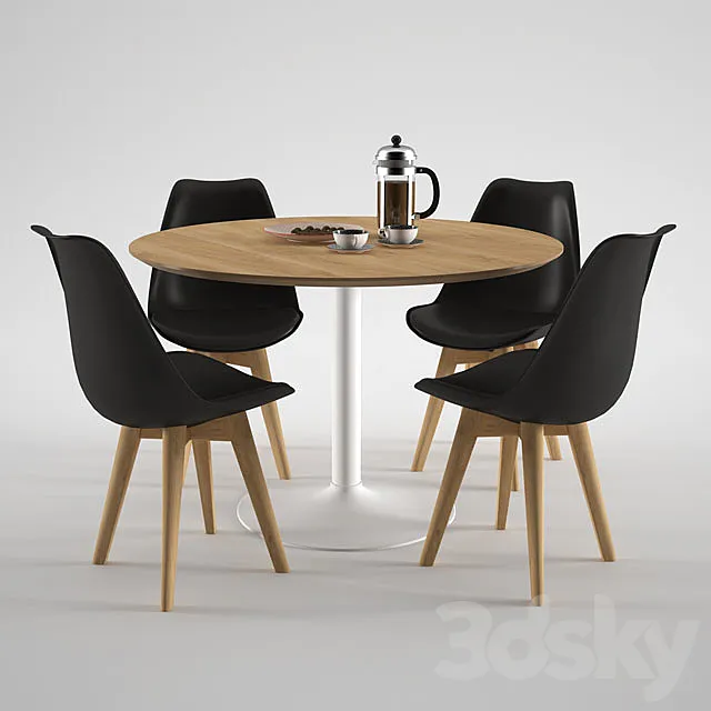 Furniture – Table and Chairs (Set) – 3D Models – 0344