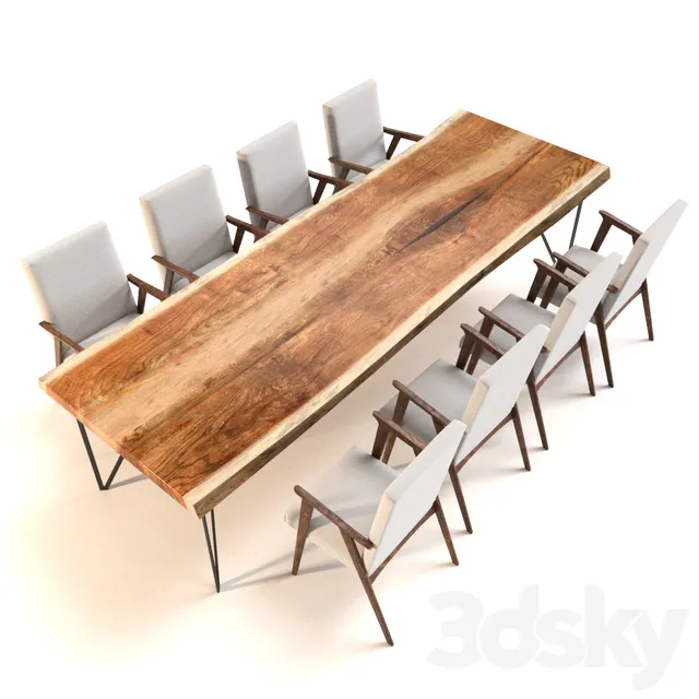 Furniture – Table and Chairs (Set) – 3D Models – 0345