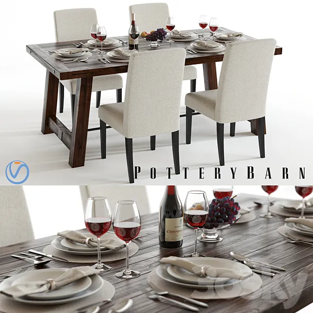 Furniture – Table and Chairs (Set) – 3D Models – 0346