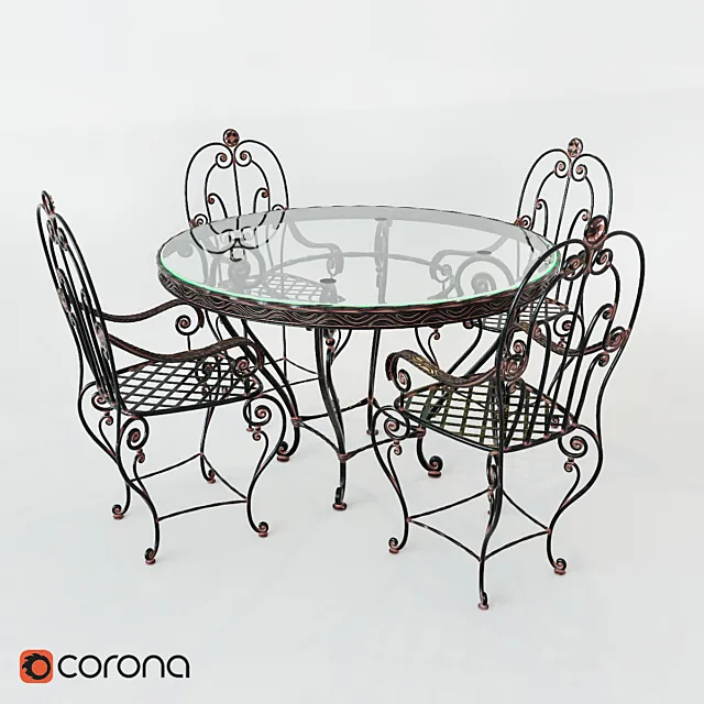 Furniture – Table and Chairs (Set) – 3D Models – 0352