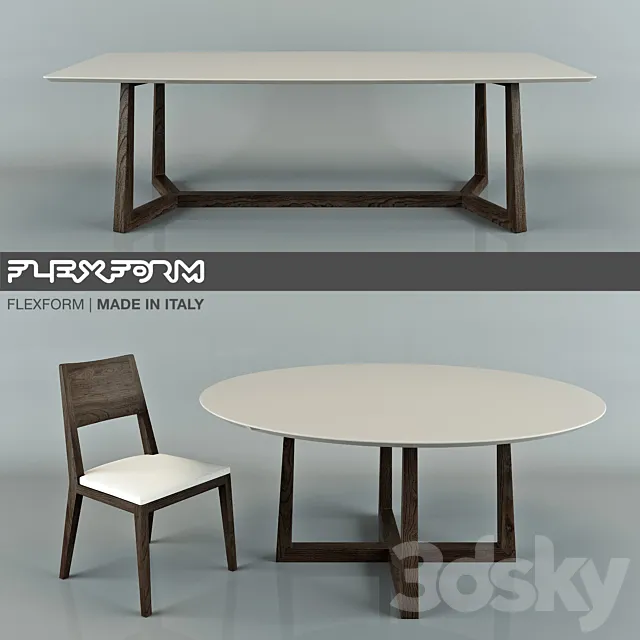 Furniture – Table and Chairs (Set) – 3D Models – 0356