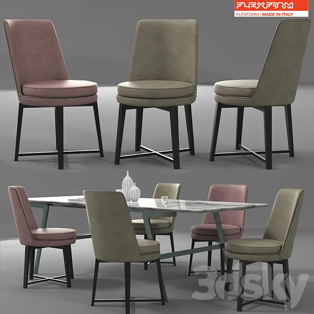Furniture – Table and Chairs (Set) – 3D Models – 0359