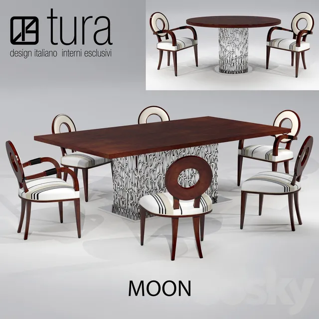Furniture – Table and Chairs (Set) – 3D Models – 0360