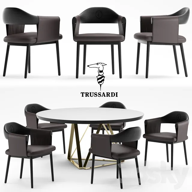 Table and chair Trussardi Casa Larzia Chair 3DS Max - thumbnail 3
