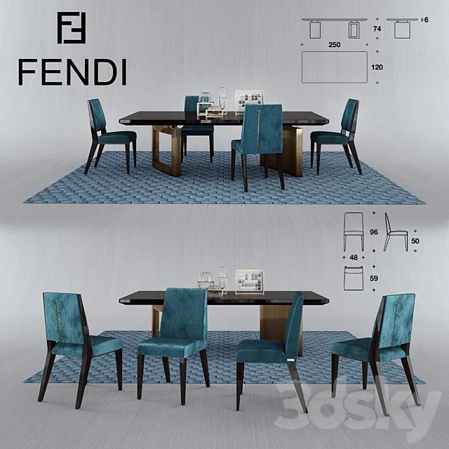 Furniture – Table and Chairs (Set) – 3D Models – 0377