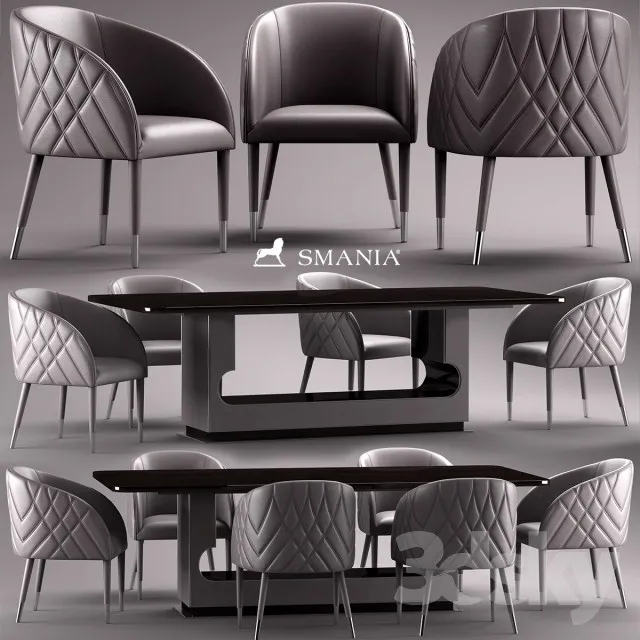 Furniture – Table and Chairs (Set) – 3D Models – 0384