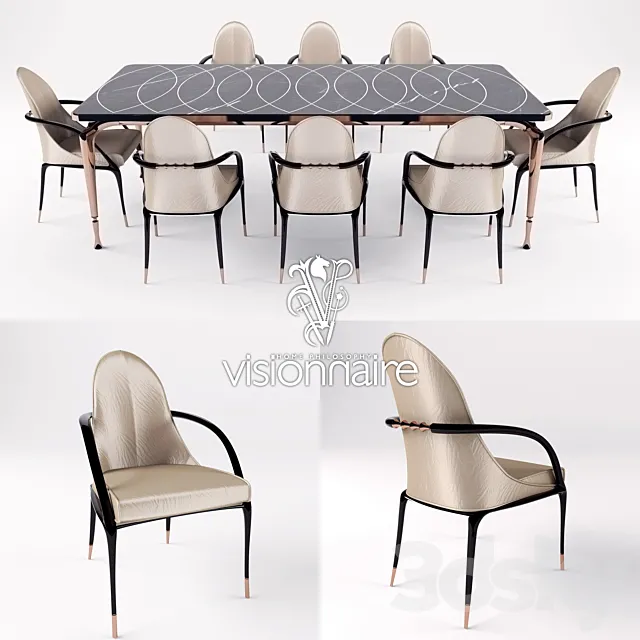 Furniture – Table and Chairs (Set) – 3D Models – 0388