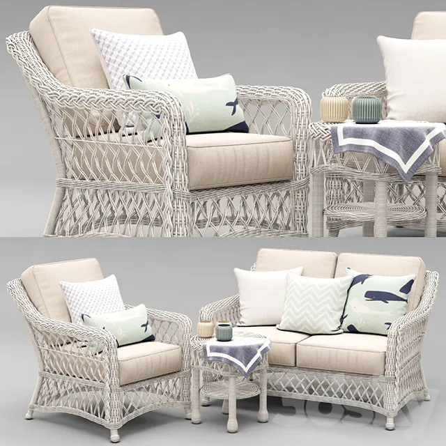 Furniture – Table and Chairs (Set) – 3D Models – Armchair Hampton Outdoor Furniture