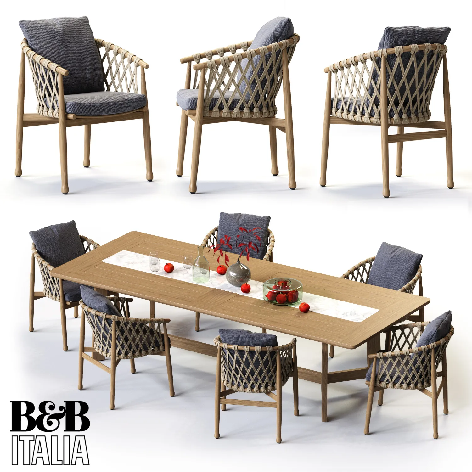 Furniture – Table and Chairs (Set) – 3D Models – B&B Italia GINESTRA Rectangular Table
