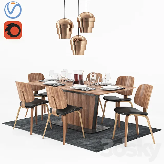 Furniture – Table and Chairs (Set) – 3D Models – BoConcept Milano and Aarhus 3D Model