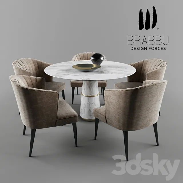 Furniture – Table and Chairs (Set) – 3D Models – Brabbu Nuka AGRA 3D Model