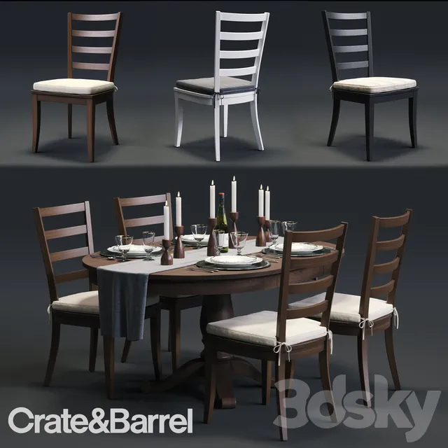 Furniture – Table and Chairs (Set) – 3D Models – C&B Harper Chair and Avalon Table