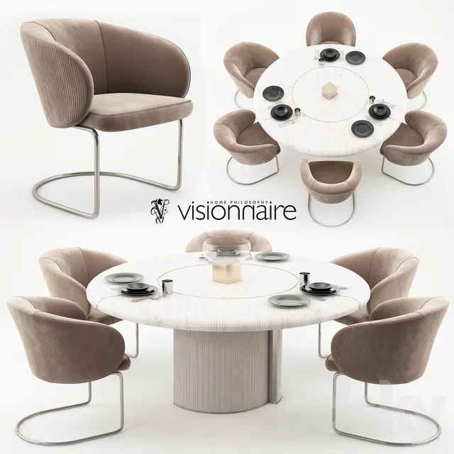 Furniture – Table and Chairs (Set) – 3D Models – Carmen chairs and Opera table – Visionnaire Home Philosophy
