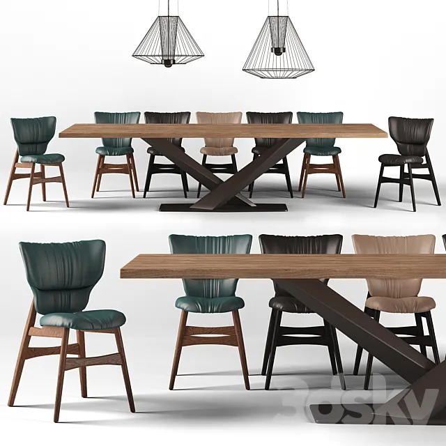Furniture – Table and Chairs (Set) – 3D Models – Cattelan italia dinning set