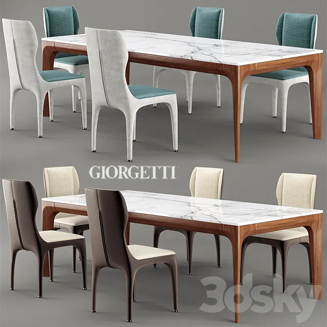 Furniture – Table and Chairs (Set) – 3D Models – Chair and table giorgetti TICHE
