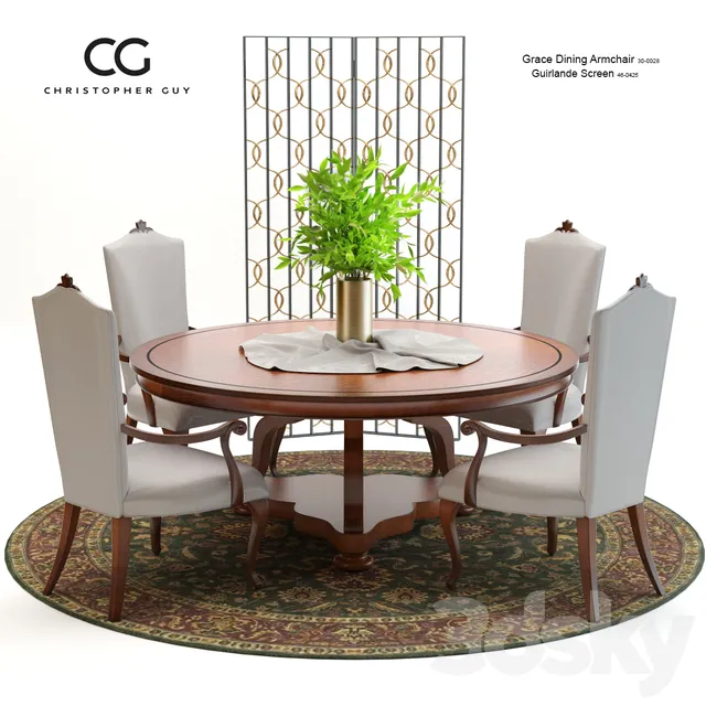 Furniture – Table and Chairs (Set) – 3D Models – Christopher Guy Grace Dining Set