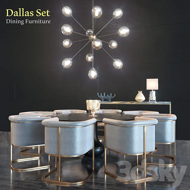 Furniture – Table and Chairs (Set) – 3D Models – Dallas Set